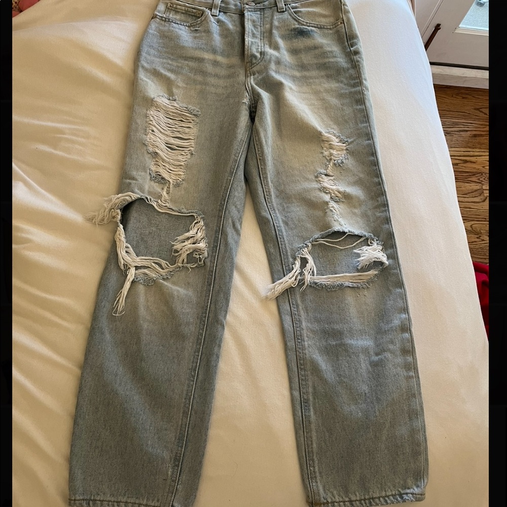 BDG slim straight light wash ripped jeans